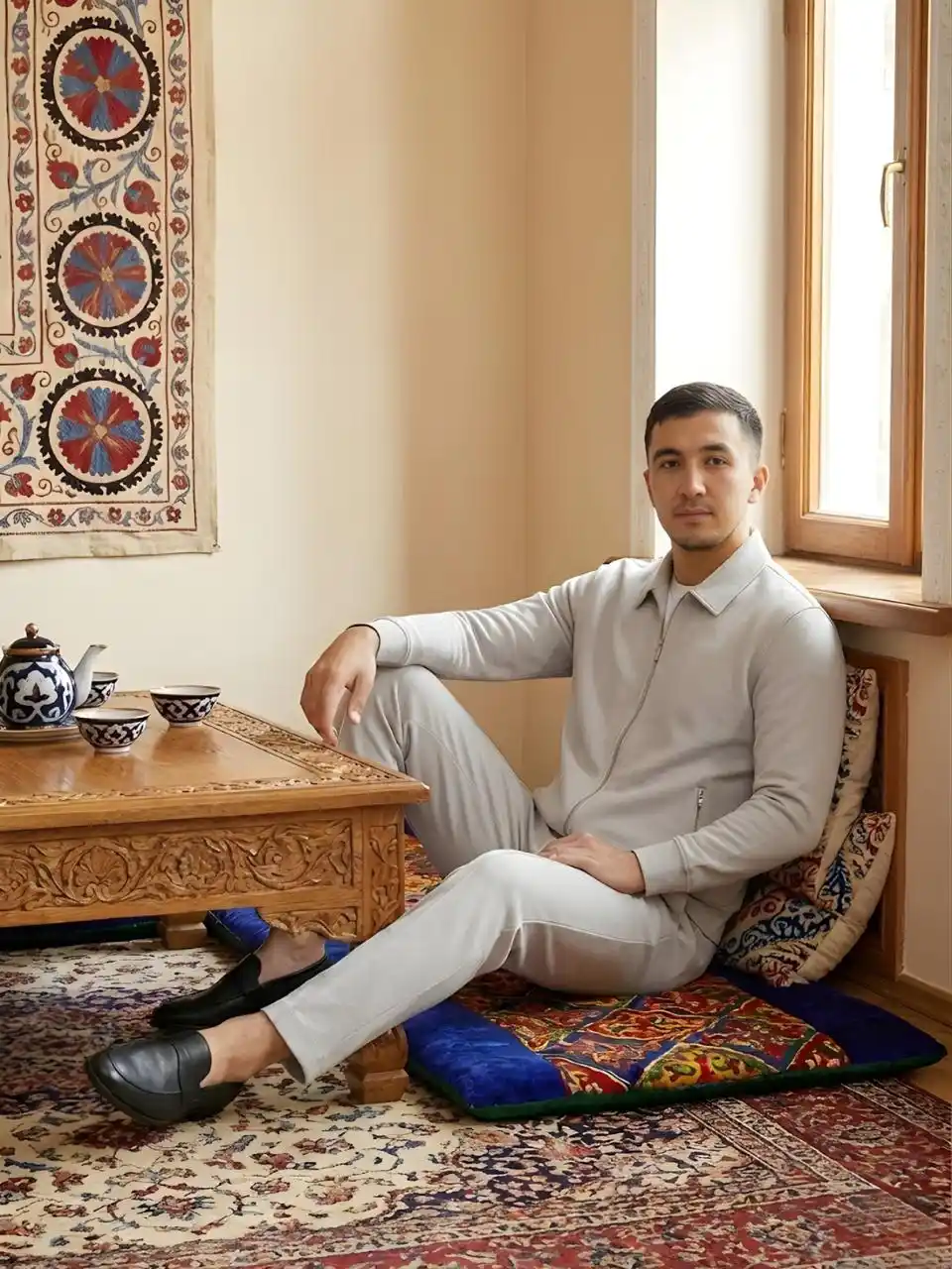 Erkaklar sport kostyumi dvoyka, fermuarli olimpiyka va shim, kundalik kuz-qish komplekti