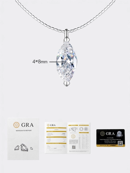 Серебряная цепочка-чокер 925 пробы с кулоном moissanite для женщин — сертификат GRA - 