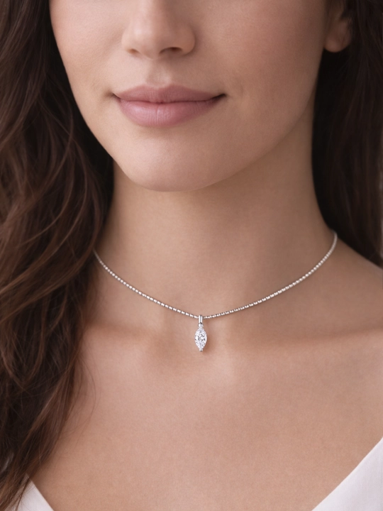 Moissanite tosh kulonli 925 proba kumush choker zanjir ayollar uchun — GRA sertifikat