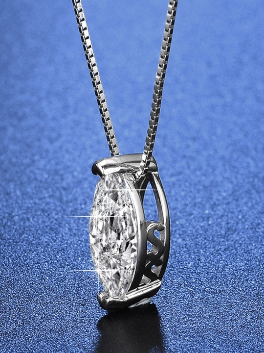 Moissanite tosh kulonli 925 proba kumush choker zanjir ayollar uchun — GRA sertifikat