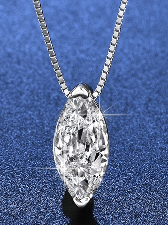 Moissanite tosh kulonli 925 proba kumush choker zanjir ayollar uchun — GRA sertifikat