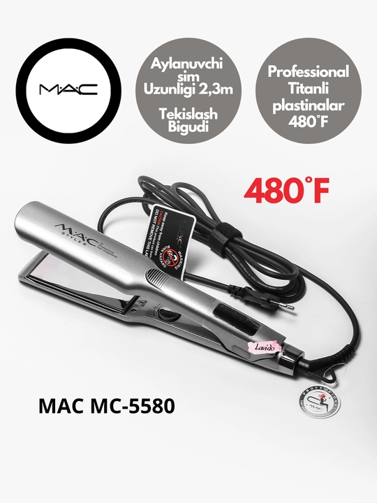 Professional dazmol, MAC Styler MC-5580 titan plastinali soch to‘g‘rilagichi