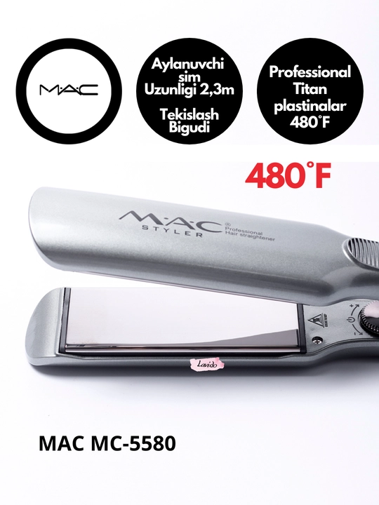 Professional dazmol, MAC Styler MC-5580 titan plastinali soch to‘g‘rilagichi