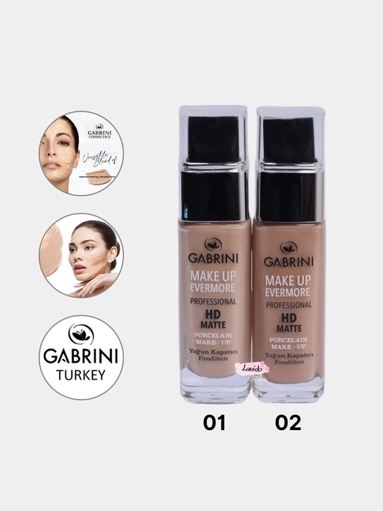 Gabrini Tonal kremi, HD Matte Make Up Evermore, xira, 30 ml