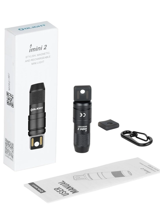 Фонарик Olight iMini 2. 50 лм, дальность до 21 м, магнит+карабин, USB, 80 mAh, IPX6