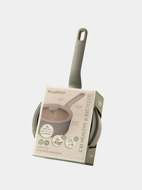 Ковш BergHOFF Leo Balance 3950425, с крышкой, 2 л, серый, антипригарный