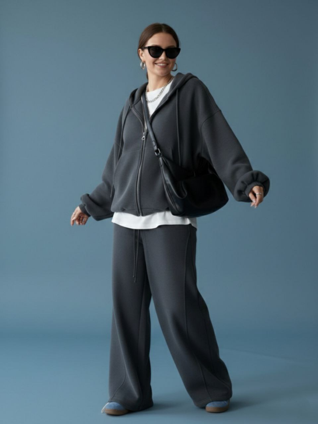 Ayollar oversize sport kostyumi, futbolka va shim S–5XL — ELLY FASHION - 