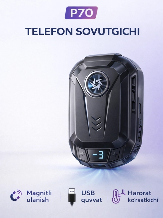 Magnitli va qisqichli telefon sovutgichi (RGB, Type-C)