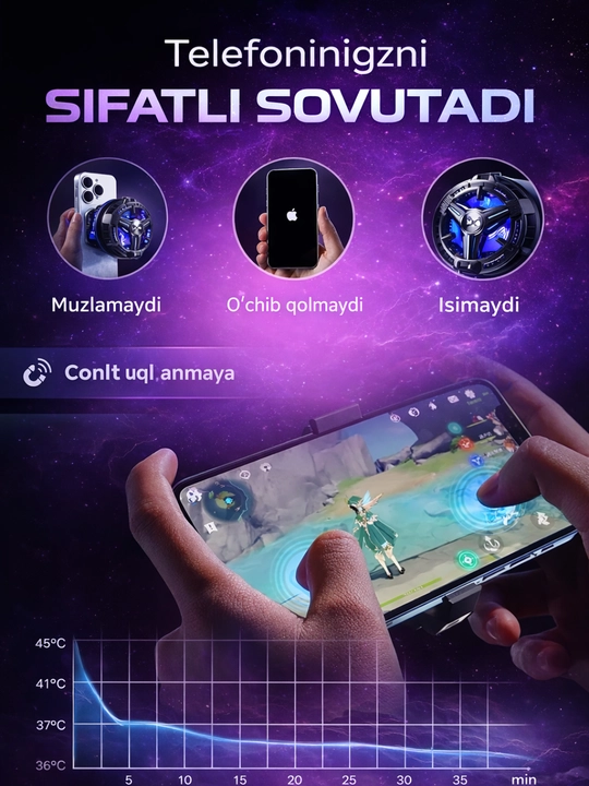 Magnitli va qisqichli telefon sovutgichi (RGB, Type-C)