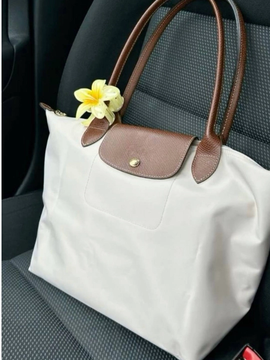 Maktab sumkasi, katta, ayollar uchun, Longchamp uslubida, o‘lchami M, tovut, shopper, A4 formatda