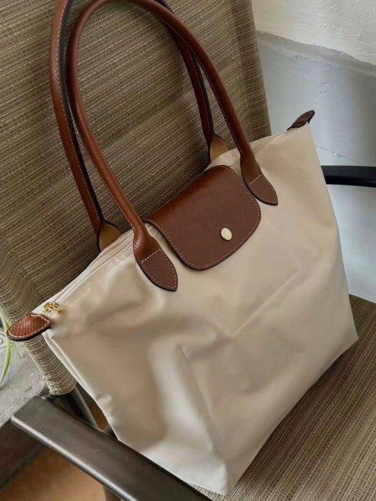 Maktab sumkasi, katta, ayollar uchun, Longchamp uslubida, o‘lchami M, tovut, shopper, A4 formatda