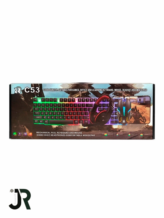 C53 o‘yin paketi, RGB yoritgichli, 4 tasi 1 da, USB interfeysli, qizil/qora