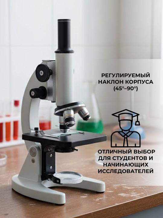 Микроскоп с 3 окулярами, 10х, 50х, 100х, с сумкой для переноски