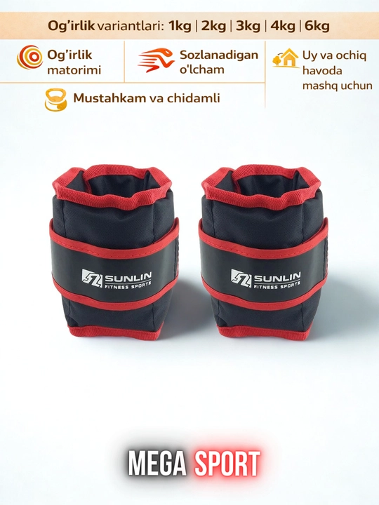 Oyoq va qo‘l uchun og‘irlashtirgich 2 dona, 1–6 kg, o'lchami sozlanadigan og‘irliklari