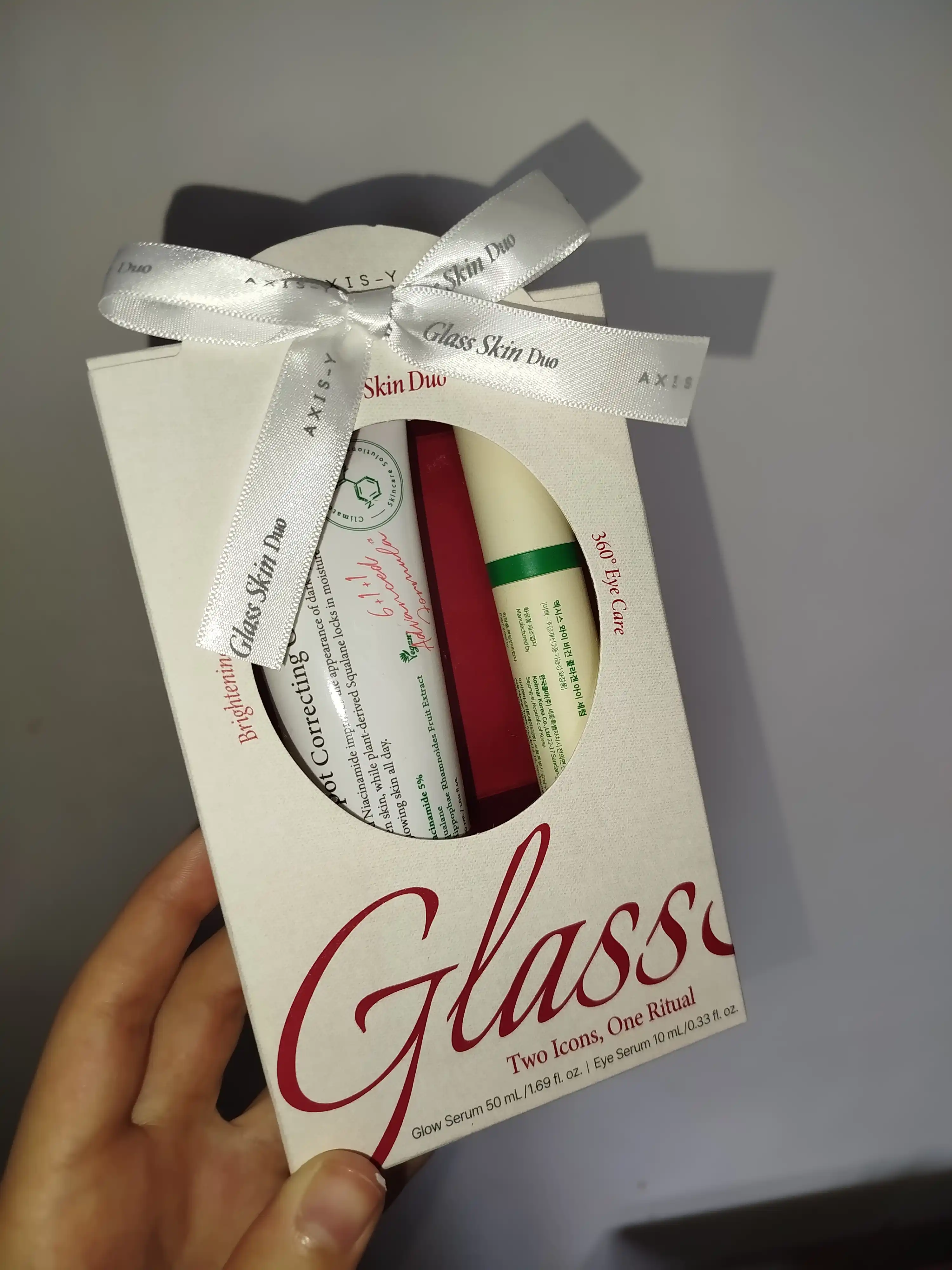 Yaltiruvchi va namlantiruvchi teri uchun AXIS-Y Glass Skin Duo
