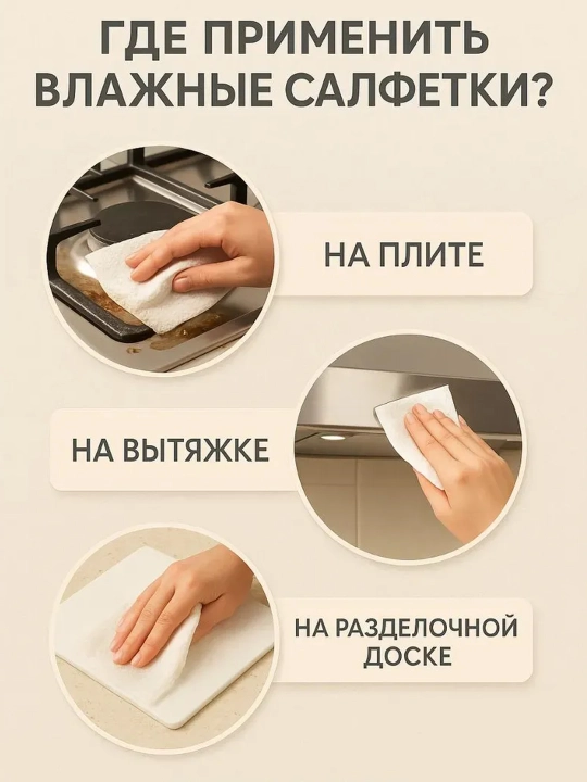 Салфетки влажные для уборки бытовые для кухни 40 шт