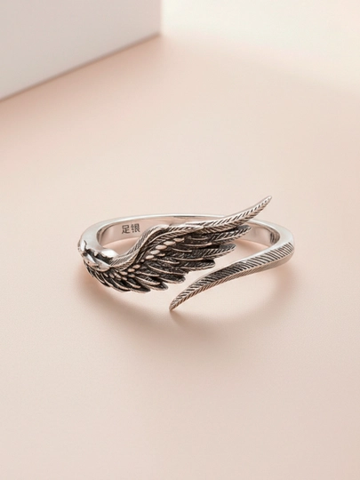 Кольцо в стиле Wing Vintage — эффектный акцент в серебристом дизайне — ЭRNGOLD-КАЛЬЦО3Х-СЕРЫЙ-50