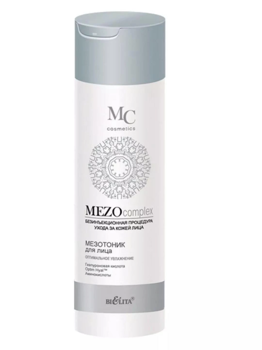 Yuz uchun mezotonik Bielita MEZOcomplex, Optimal namlash, 200 ml