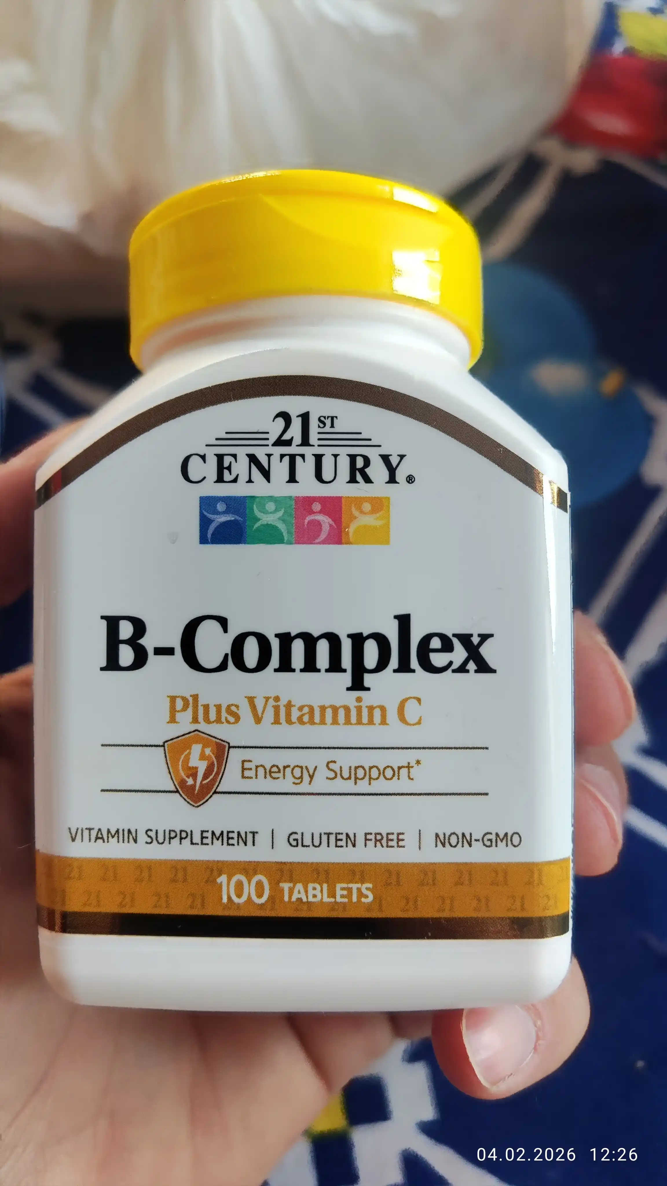 Vitamin "B" guruhi kompleksi 21st Century, vitamin "C" bilan, 100 ta tabletka