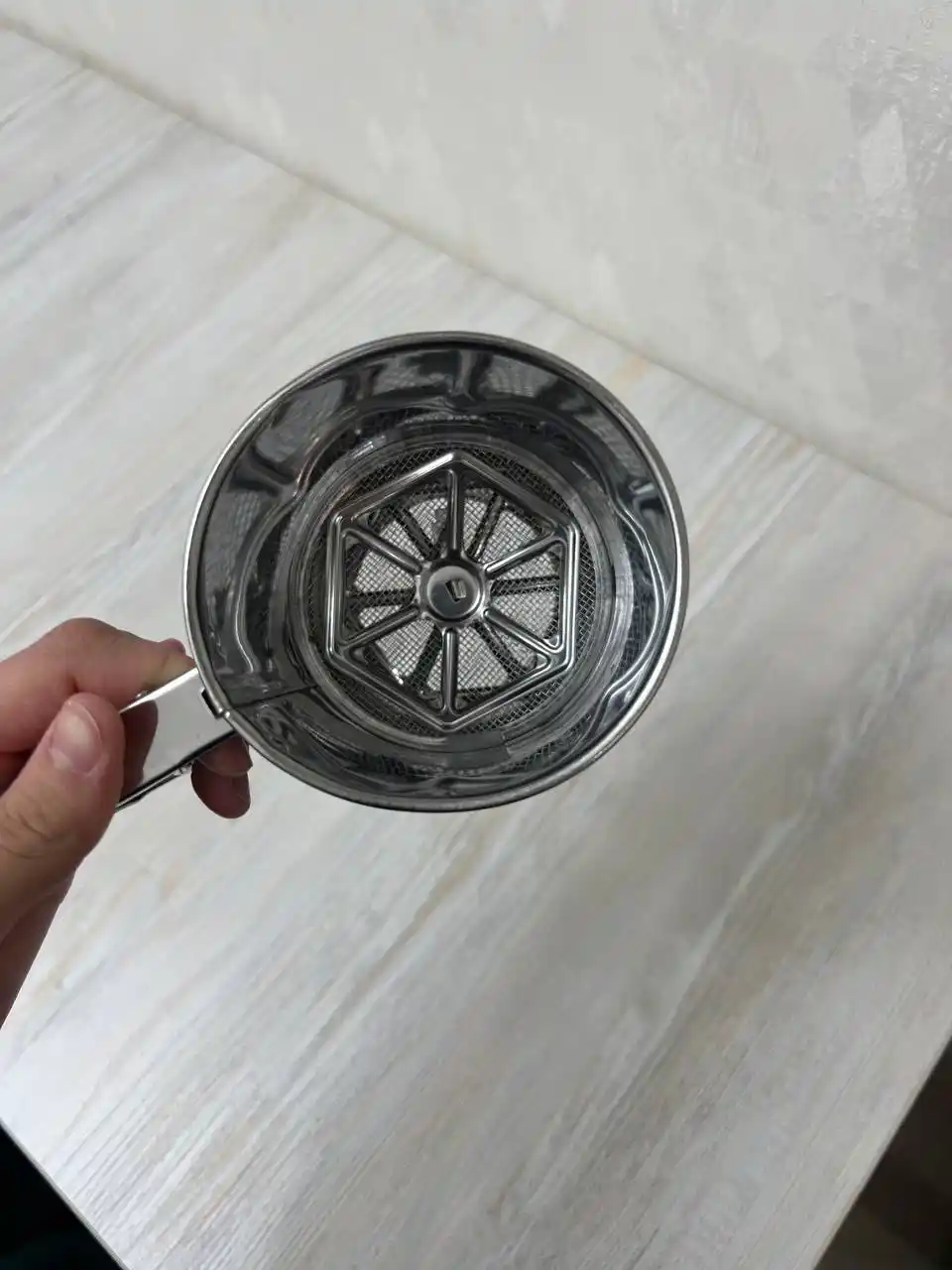 Кружка-сито для просеивания муки, сито стальное с ручкой, 300 гр, 500 гр