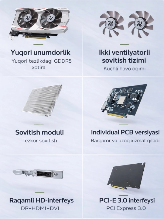 Видеокарта Peladn KAITIAN GTX 1050 Ti 4GB GDDR5, 128-bit, Dual Fan — для игр и работы