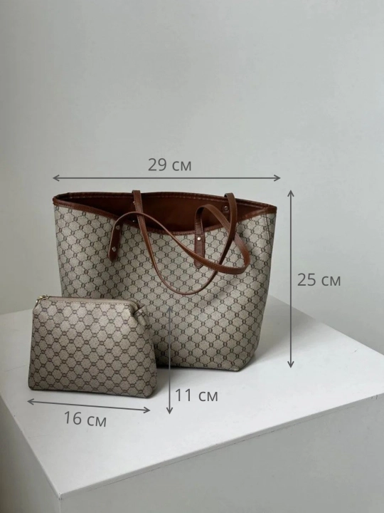 Ayollar uchun sumka Gucci, kosmetichka bilan, 2 tasi 1 da, yelkali katta sumka, A4