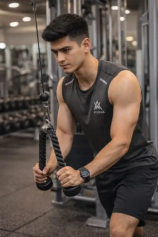 Erkaklar uchun sport maykasi, yengsiz, zal, fitnes va mashg‘ulotlar uchun, tez quriydigan