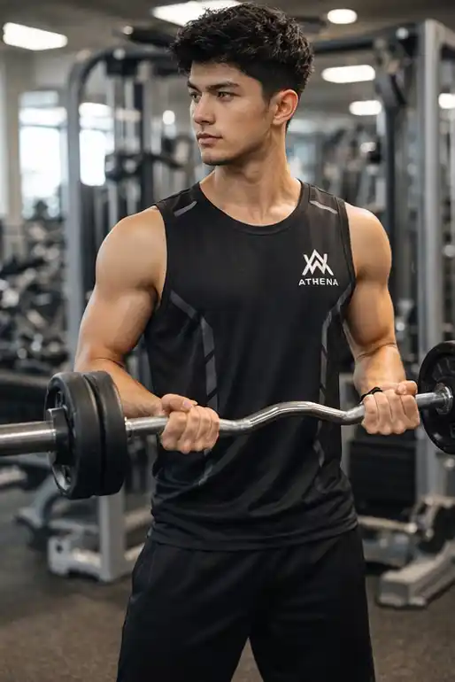 Erkaklar uchun sport maykasi, yengsiz, zal, fitnes va mashg‘ulotlar uchun, tez quriydigan