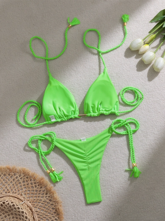 Ayollar uchun uchburchak kosali bikini, string tursiklar, alohida, 6 rangda