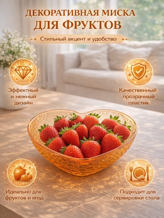 Yurak shaklidagi dekorativ meva va rezavorlar uchun kosa - 