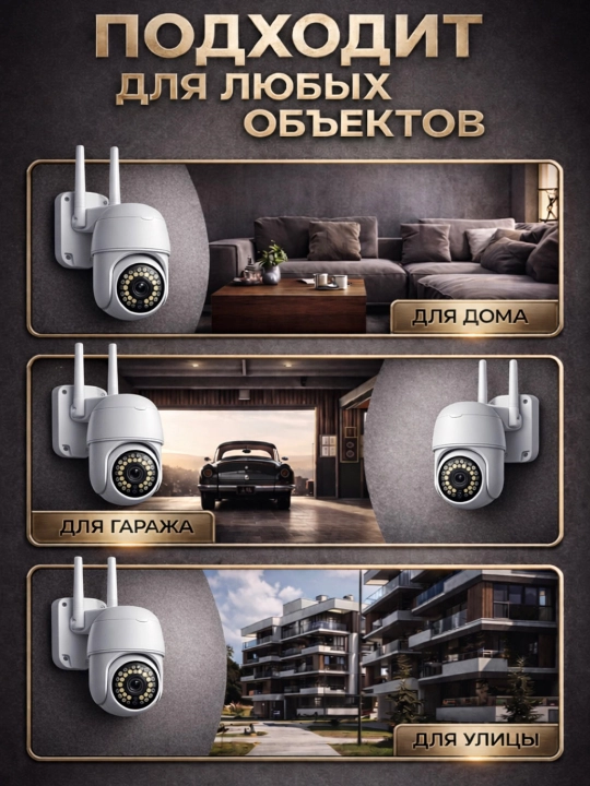 Wi-Fi камера видеонаблюдения с ночным видением, поворотом 360, датчиком движения