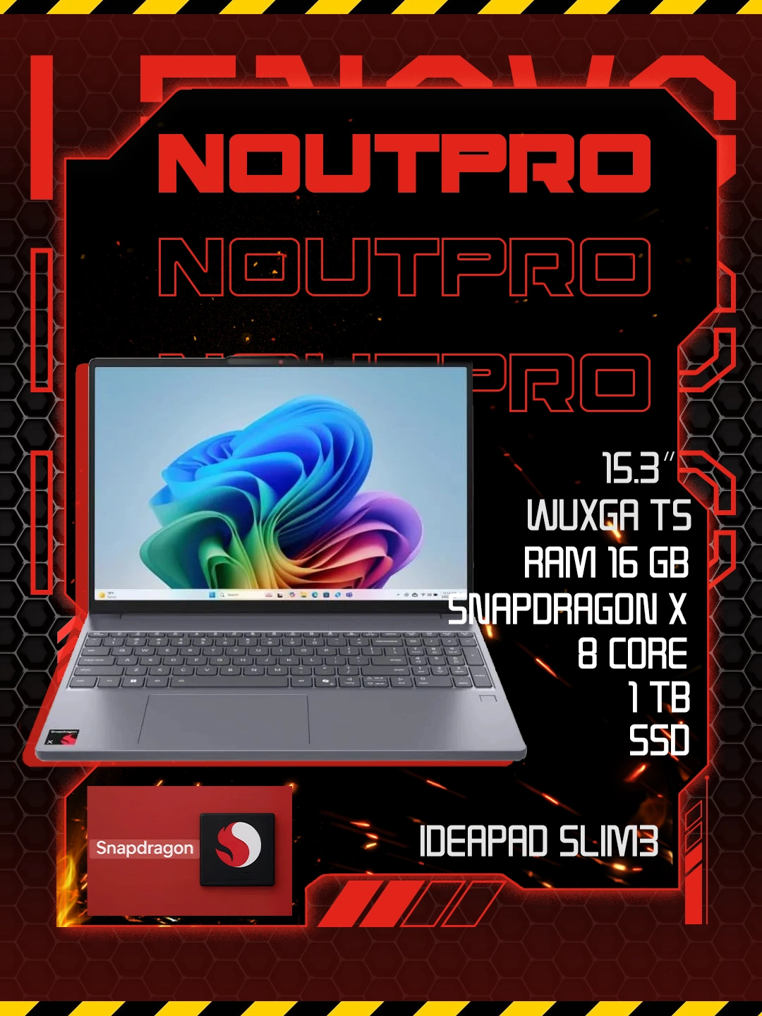 Ноутбук Lenovo IdeaPad Slim3,Snapdragon X 8 Core,RAM 16 GB,1 TB SSD,15.3 WUXGA TS за 7999900 сум со скидкой 60%. Uzum Market