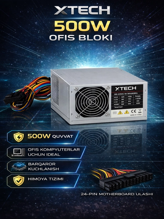 Kompyuter quvvat manbayi  XTECH, 500W - 