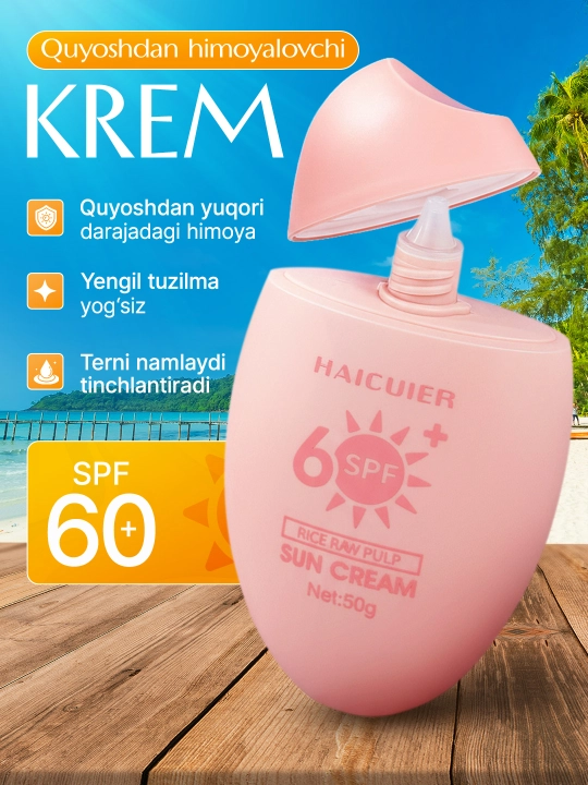 Yuz va tana uchun SPF 60 krem-geli quyoshdan himoyalanish va namlantiradi, 50 ml - 