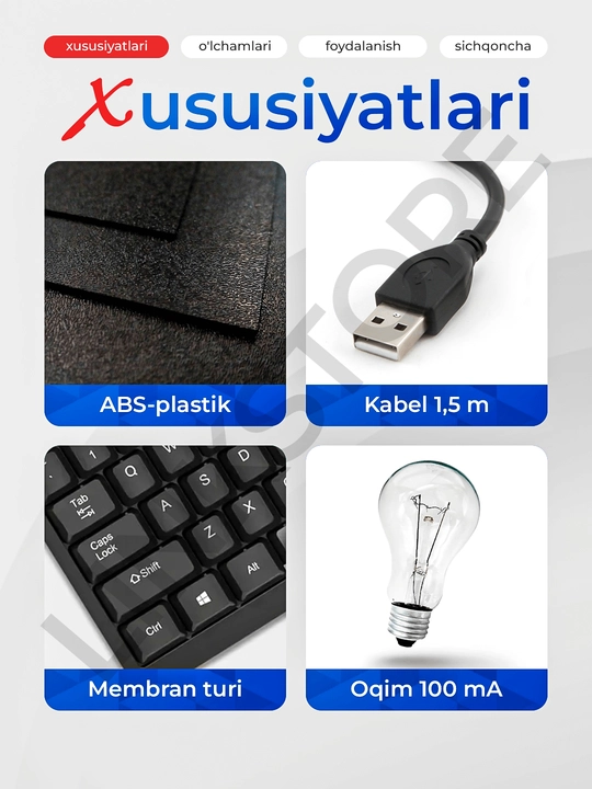 Simli klaviatura va sichqoncha to'plami kompyuter va noutbuk uchun AOC KM160, 104 tugma