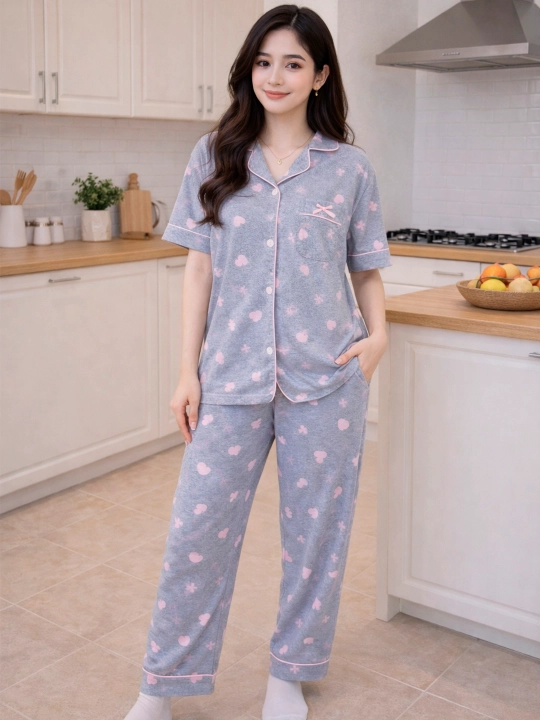 Ayollar uchun pijama, uy kiyimi, printli, turli xil rang va naqshlarda