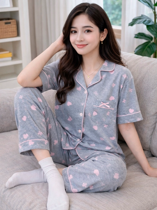 Ayollar uchun pijama, uy kiyimi, printli, turli xil rang va naqshlarda