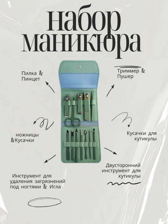 Маникюрный набор, инструменты для маникюра, набор ногтей и кусачка - 