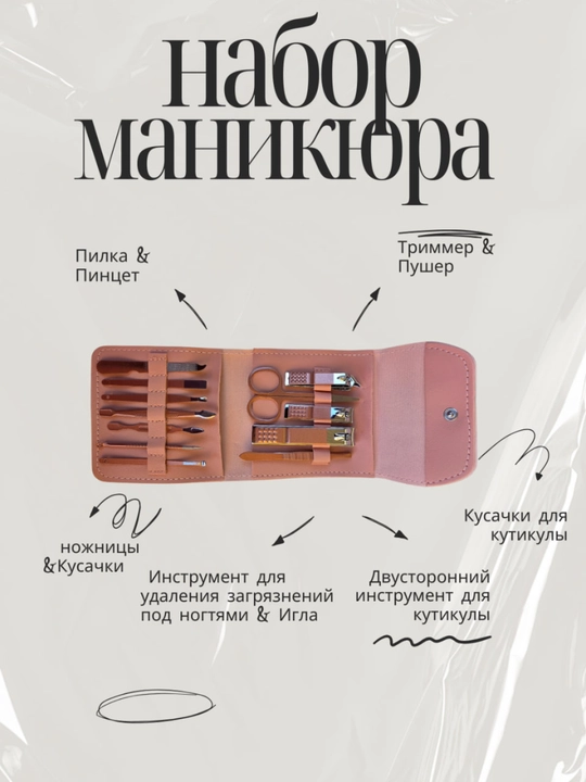 Маникюрный набор, инструменты для маникюра, набор ногтей и кусачка - 