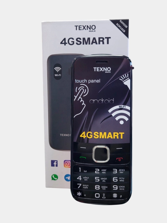 Кнопочный телефон TEXNO MAX 4G SMART, экран сенсорный - 