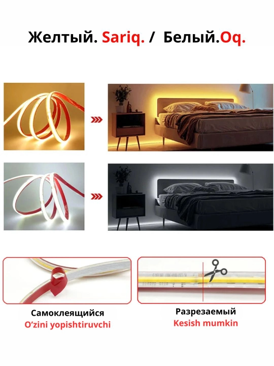 Oshxona ish joyini yoritish uchun chiroqlari, yopishtiriluvchi LED, 220V