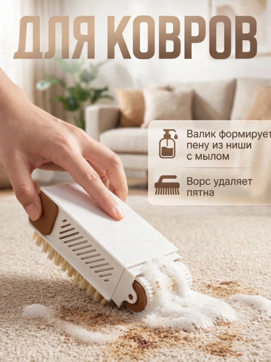 Щётка для чистки одежды, ковров и мягкой мебели, с жёсткой щетиной