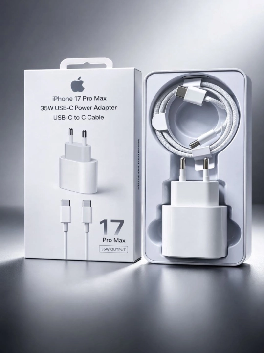 35W Zaryadchik, Adapter+Type-C Kabel, iPhone 15,16,17, Samsung, Xiaomi va boshqalar uchun