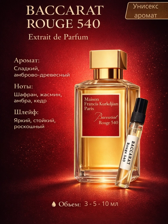 Baccarat Rouge 540 erkaklar va ayollar uchun, 3-5-10 ml - 