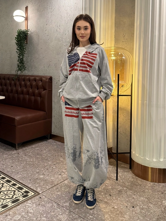 Ayollar uchun sport kastyumi, kuz va bahorgi kiyimlar toplami. Xudi+jogger Standart(S-3XL)