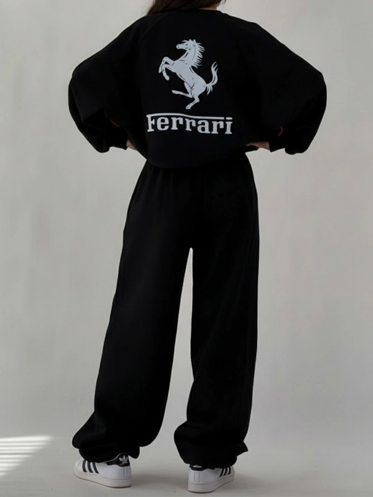 Ayollar sport kostyumi, 2 tasi 1 da - kapyushonli xudi + joggerlar, katta o‘lchamli