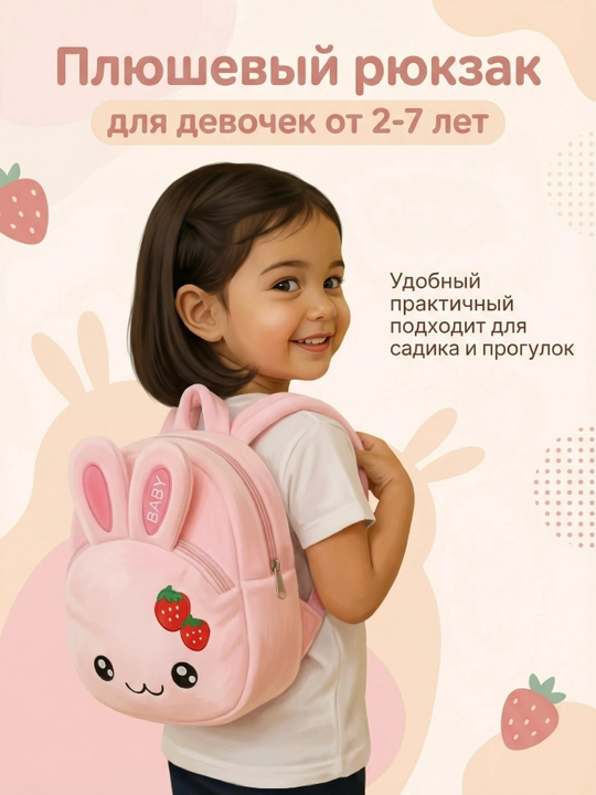 Мягкий плюшевый рюкзак для девочки 1-6 лет - 