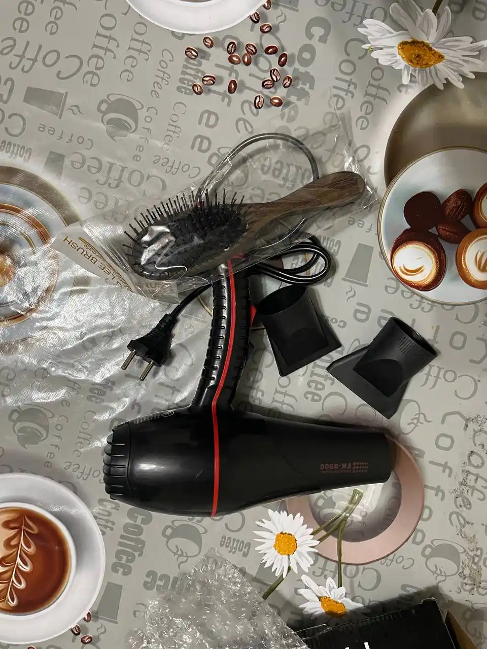 Профессиональный фен для сушки и укладки волос, массажная расческа, подарок для женщин