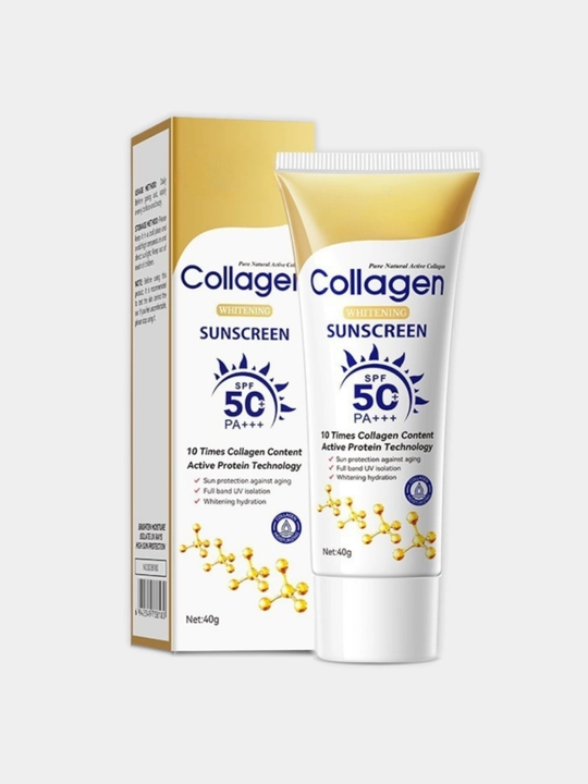 Солнцезащитный крем для лица увлажняющий SPF50, коллагеновый, 40 гр