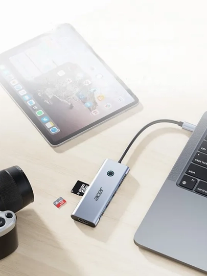 Acer HY41-T9 USB-C ko‘p portli HUB — HDMI, RJ45, USB3.0, SD/TF, PD, Audio 6